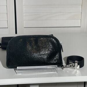 Brenna Black Shimmer Stingray Leather Wristlet Clutch